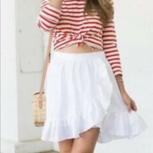 J.Crew white linen ruffle skirt